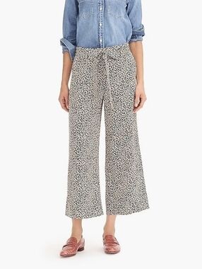 J. Crew Silk Leopard Wide Leg Cropped Pants Size 4